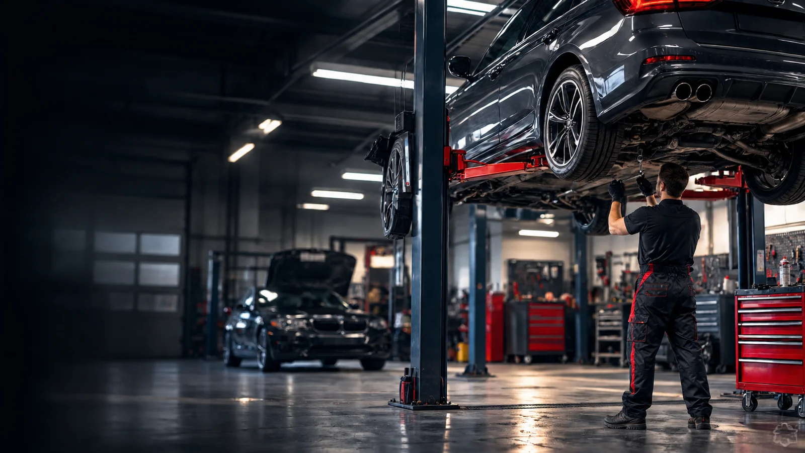 Auto apkope uz pacēlāja profesionālā servisā